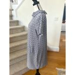 Tyler Boe Kristen Blue & White Chain Link 60s Inspired Roll Neck Shift Dress Size M Photo 2