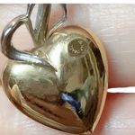 14k 14KT ISRAEL Two Tone White And Gold Puffy Heart Pendant With 18” Chain Photo 1
