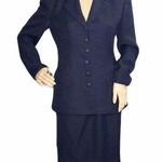 Morgan Taylor Petites Navy Blue Skirt Suit Y2K 8P Photo 0