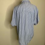 H&M Blue Vertical Pin Stripe Blouse Flowy Oversized Sz 4 Photo 1