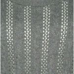 American Eagle Outfitters Ladies Gray Sweater Size S Eyelets Sheer Long Sleeve Photo 2