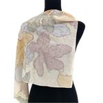 Liz Claiborne VTG Leaf Design Square Neck Scarf Cream Photo 2