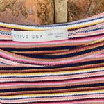 Active USA Multicolored Striped Ribbed Knit Sleeveless Crop Tank Top Size Small Photo 1
