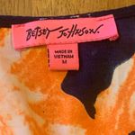 Betsey Johnson Betsy Johnson Floral Blouse Medium Orange Yellow Navy Ruffle Bell Sleeve Boho Photo 4