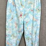 Talbots Pants Womens 12P Blue Butterfly Straight Leg Cotton Y2K Boho Whimsical Photo 0