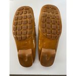 Modavi Moc Mules Leather Women's Slip On Size 6.5 Camel w/ Bright Blue Accent Tan Photo 3