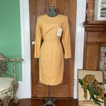 NWT Vntg 80s Barrie Pace LTD Peach Linen Blend Midi Dress Cocktail Workwear Sz M Orange Size M Photo 2