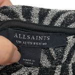 AllSaints Amaya Metallic Bodycon Dress Silver Zebra Women’s Size 8 Mini Photo 12