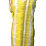 Larry Levine vee neck yellow white and beige print sheath dress Size 18 Photo 0