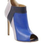BCBGMAXAZRIA  Nicoletta Blue & Gray Colorblock Leather Peep Toe Booties size 36 Photo 1