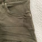 H&M Olive Green Jean Short Shorts Distressed Frayed Hem Photo 5