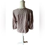 Treasure & Bond Treasure Bond Plaid Blouse Top 3/4 Sleeve Round Neck Classic Career Casual Small Photo 2