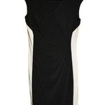 Ralph Lauren Lauren  Dress 6 Black White Colorblock Ruched Cocktail Sheath Photo 0