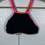 Victoria's Secret  Women S Black Pink Halter Bikini Top Strappy Metallic Beach Photo 0