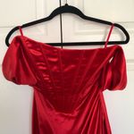 Red Satin Corset Side Slit Midi Dress Size M Size M Photo 2