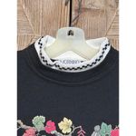 Morning Sun Womens Black Sweatshirt Size PM Floral Dog Print Vintage 90s Photo 1