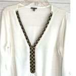 Charlotte Russe  off white sheer roll tab blouse with rhinestone accent Size XS Photo 1