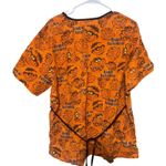 Disney Women's  Scrub Top XL Cheshire Cat Alice in Wonderland Halloween Orange Photo 3