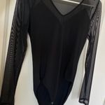 EXPRESS Mesh Long Sleeve Black Bodysuit Photo 0