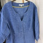 Boden 100% Linen Blue Tunic Shift Midi Dress Size 16 Long Photo 4
