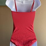 One Piece Ruched swimsuit size 6 molded cups built in bra red rust slimming Photo 2
