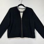 Eileen Fisher  Black Full-Zip Cardigan Sweater Jacket Size Medium Organic Cotton Photo 0