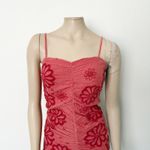 Free People [] Coral Eyelet Embroidered Smocked Sizzle Mini Dress NWT Sz Large L Photo 3