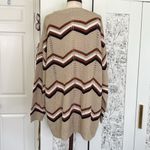 Chevron print knit open long cardigan Tan Size 1X Photo 8