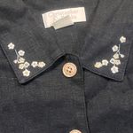 Christopher & Banks Christopher‎ Banks Small Black Linen Blend Button Sleeveless Midi Floral Dress Photo 3