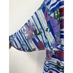 LuLaRoe ‎ Lindsay Kimono L Blue Stripe Floral Boho Coastal Resort Beach Cover Up Photo 3