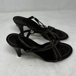 Cole Haan Leather Stitch Detail Slingback Sandal Heel Brown Size 9B Photo 5