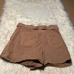 Loft Cuffed Paperbag High Waisted Twill Shorts Tan XL Photo 5
