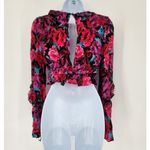 For Love & Lemons  Scarlett Floral Ruffle Crop Top Pink Multi XS Photo 2