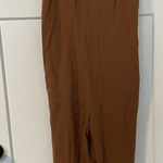 Universal Threads Universal Thread Tie Shoulder Square Neck Jumpsuit Linen Blend Cocoa Women's XS Photo 0