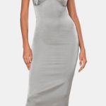 NWT OW Collection Saga Satin‎ Maxi Dress Grey Sz Medium $250 Gray Photo 0