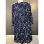 DR2 Dress Womens Medium Blue Polka Dot 3/4 Sleeve Henley Shirt Dress Short Photo 6