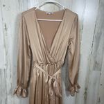 BALTICBØRN Holly Satin Maxi Dress sz M Champagne Gold Formal Wedding Long Sleeve Size M Photo 2