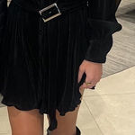 Pretty Little Thing Mini black button up dress with belt  Photo 0