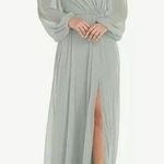 DESSY COLLECTION convertible neck long sleeve chiffon gown dress ✨ Green Size 0 Photo 0