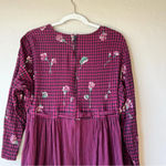 vtg dress gingham Plaid floral midi carnation Dark Grandma Cottage prairie Purple Size 10 Photo 10