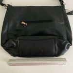 Large Black vegan Leather Shoulder Bag side pockets tassel zipper Photo 11