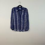Diane Von Furstenberg  Blue Snake Print Lorelei Shirt 100% Silk Size 4 Women's Photo 1