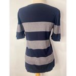 Ann Taylor Womens NAVY GRAY STRIPE SHORT SLEEVE GOLD BUTTONS SWEATER SIZ… Photo 4