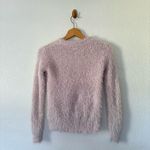 DKNY y2k baby pink silver sequin fuzzy logo sweater M Photo 7