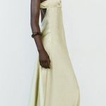 ZARA Dress Lime Green Satin Effect Maxi Midi Wedding Party Date Coctail Photo 5