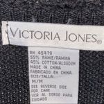 Victoria Jones  V Neck Knit Button Down Poinsettia Sweater Photo 3