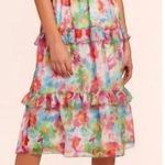 Amanda Uprichard  | Chamomile tiered midi dress in floral watercolor print Photo 0
