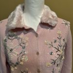 Heirloom Collectibles Christmas Sweater Small Pink Sequin Beaded Snowflakes Photo 2