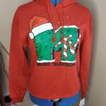 MTV Cropped Ugly Christmas Sweater XS Hoodie Red Photo 0