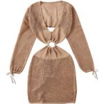 Women's Summer Swim Cover Up dress size Large Tan Photo 1